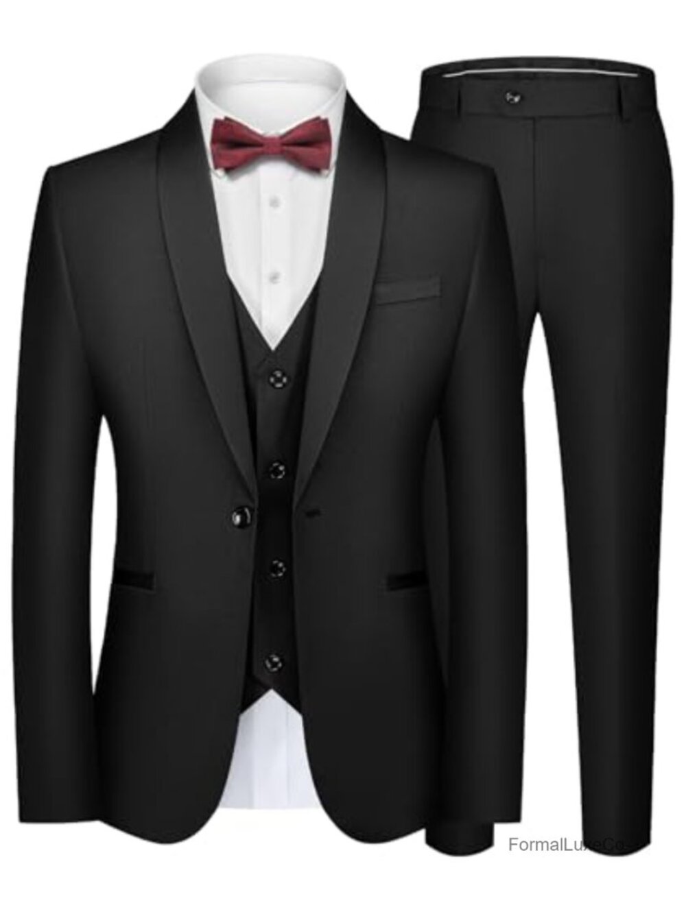 Men's Slim Fit Tuxedo Suit 3-Piece Shawl Lapel Formal Prom Wedding Party Set